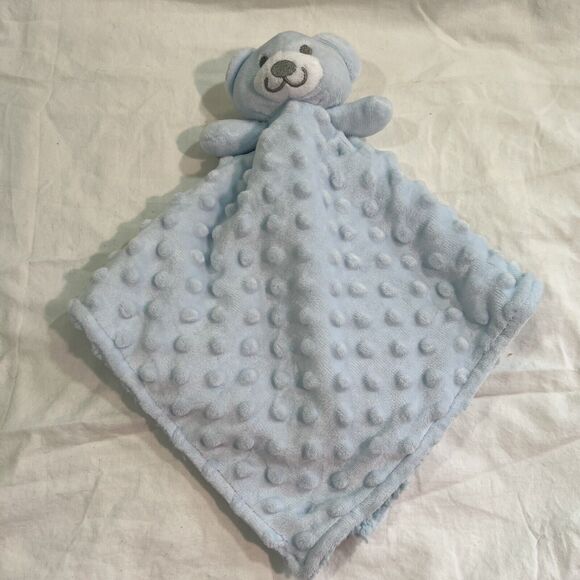 Crevent Blue Bear Lovey Dots Security Blanket Stuffed Animal Toy Baby - Picture 1 of 4